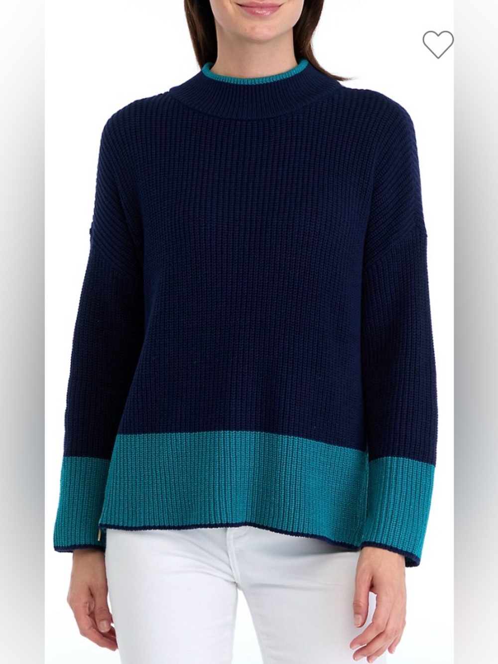 Crown & Ivy 
Petite Long Sleeve Mock Neck Color Block Top